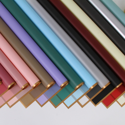 Good price New Simple Frame Jelly Film Solid Color Soft Light Paper Flower Bouquet Wrapping Paper Gold Edge Matte Fresh Flower Wrapping Paper DIY Materials online