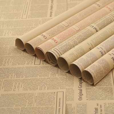 Good price English Newspaper Wrapping Paper for Bouquets Floral Packaging Material - Vintage Kraft Paper online