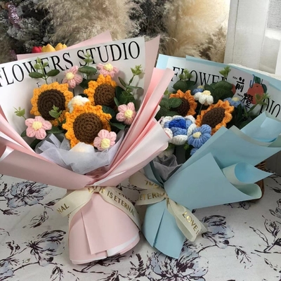 Good price Examination Gifts Flower Bouquets Dried Flowers Woolen Sunflowers and Roses for Girlfriend and Best Friends as Birthday Gifts or Graduation Presents online