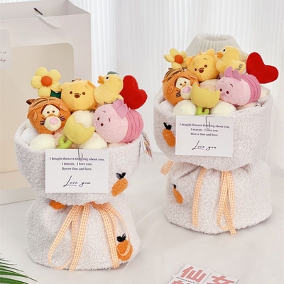 Buy Unique Children's Day Gifts Plush Doll Flower Bouquets with Adorable Little Bear and Variety of Flowers online manufacture