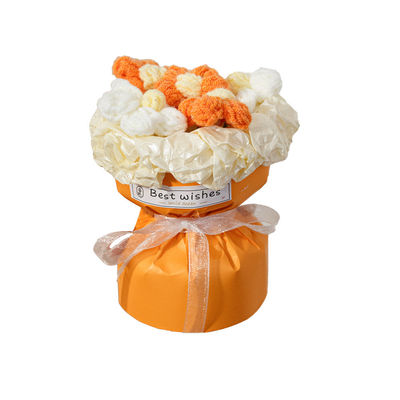 buy 11x13cm Mini Flower Bouquet Knitted Puff Bouquet Finished Product Artificial Flowers in Multiple Color for Mother's Day online manufacture