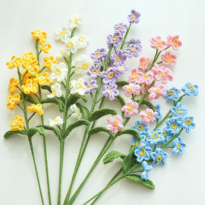 Good price 7x44cm Handmade Knitted Forget-Me-Not Bouquet Crochet Artificial Flower Arrangement with Multiple Color online