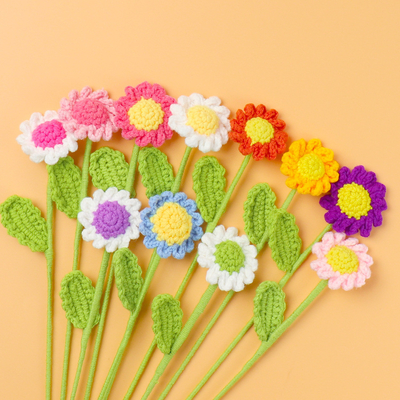 Good price Multiple Color Handmade Crochet Daisy Flower Bouquet Creative Artificial Flowers Perfect Valentine's Day Gift for Best Friend online