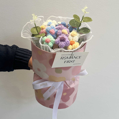 Good price Birthday Gift Handmade Knitted Woolen Flower Bouquet Roses Gift for Girls and Best Friends Graduation Finished Product Creative Valentine's Day and for Teachers online