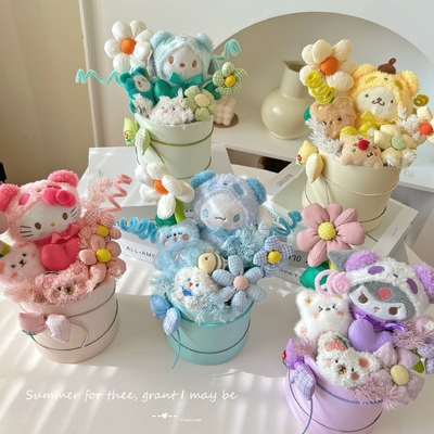 Buy Small flower box cylindrical doll bouquet finished product for girlfriend doll creative gift Christmas gift souvenir online manufacture