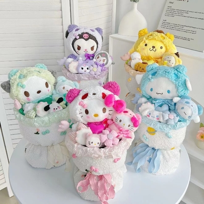 Buy Hand-held flower bouquet cartoon plush doll bouquet birthday gift for girlfriend Chinese Valentine's Day birthday gift online manufacture