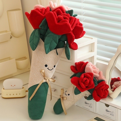 Good price Pink Rose Couple Festival Birthday Gifts for Girls Wholesale Rose Artificial Flower Bouquet online