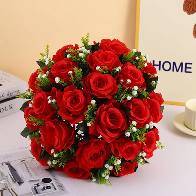 Good price Wholesale Wedding Faux Silk Fake Floral Bouquet Plastic Artificial Roses Flowers Balls for Wedding Centerpieces online