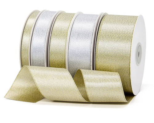 Good price Spot gold and silver ribbon gifts, gold and silver silk woven ribbons, fresh flower gift boxes, packaging accessories, ribbons online
