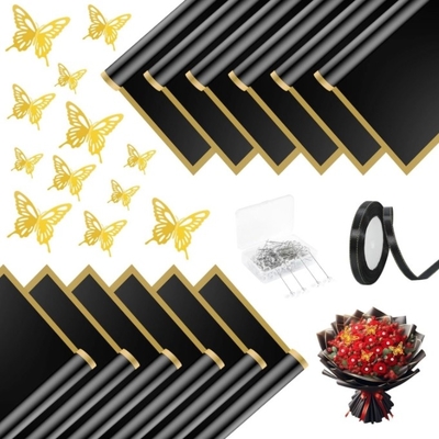 Good price Golden-edge jelly film, flower wrapping paper, matte paper, semi-transparent waterproof, flower bouquet wrapping paper, flower shop material online
