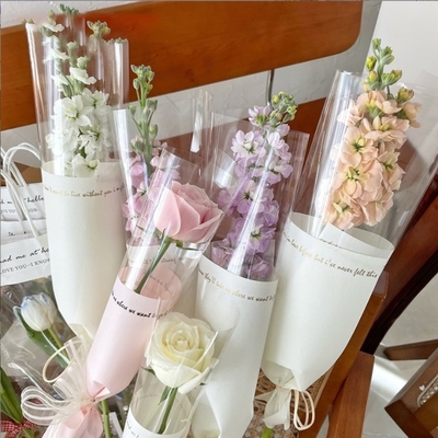 Good price Cross-border single bouquet wrapping paper, transparent single goddess single flower, single flower bag, English floral materials online
