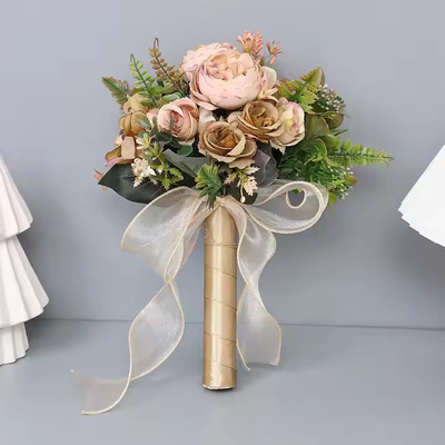 Buy High Quality Wholesale Wedding Bouquets Artificial Flowers Roses Brides Bridesmaids Hand Held Wedding Favors Valentines Day Gift online manufacture