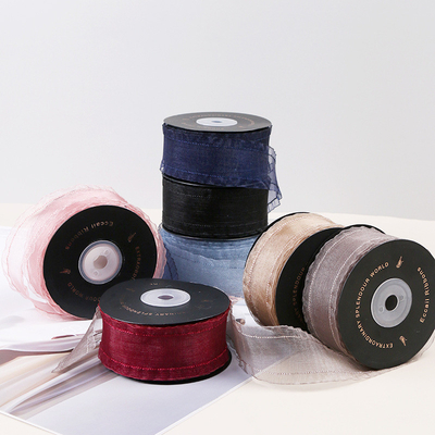 Good price Korean version transparent ribbon, snow gauze, snow textile, silk ribbon, colorful ribbon, cloth strip, bouquet packaging, DIY gift material online