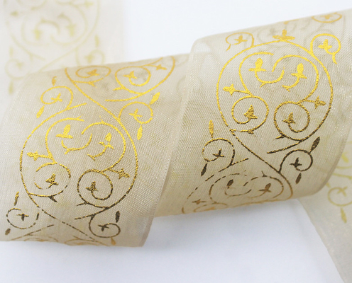 Good price Manufacturer customized 3.8cm wedding clothing, flower packaging, hot stamping, Korean gauze belt, handmade DIY gift packaging, gauze belt online