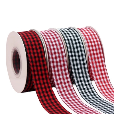 Good price Wholesale 2.5cm grid woven ribbon handmade DIY ribbon ribbon gift flower packaging wedding color With cloth and silk tape online
