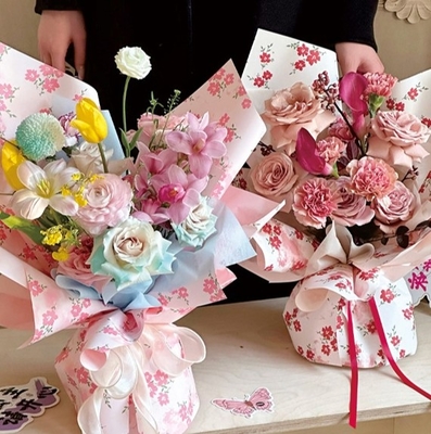 Buy Spring floral packaging paper, thickened fresh flower bouquet packaging paper, waterproof printed packaging paper, flower shop floral art packaging online manufacture