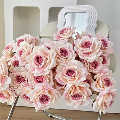 Good price Wholesale Cheap Faux Flower 7 Head Silk Rose Bouquet Artificial Flower Pink for Home Wedding Decoration Romantic online