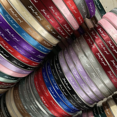 Good price Spot flower packaging, ribbon, silk tape, polyester tape, printed English gift box packaging, bouquet wrapping material, tape online
