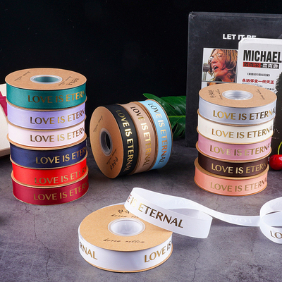 Good price 2.5 Threaded Ribbon, Flower Packaging Ribbon, Floral Art, Hot Stamping, Ribbed Ribbon, LOVE English Letter bouquet tie online