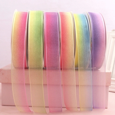 Buy Two tone gradient pearl gauze, snow gauze, gradient lace, lace, ribbon packaging, colorful ribbons, fresh flowers, holiday outfit Decorative ribbon online manufacture