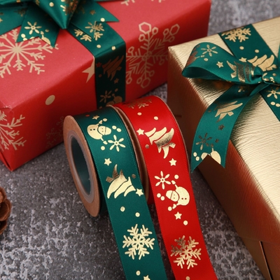 Buy Manufacturer supplies printed polyester ribbons, Christmas snowflake ribbons, gift ribbons, DIY Christmas packaging ribbons online manufacture