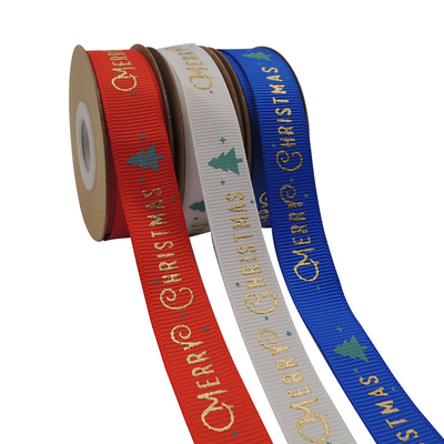 Buy 1.6cm Christmas tree ribbon gift decoration, hot stamping ribbon roll gift packaging, ribbon Christmas wholesale online manufacture