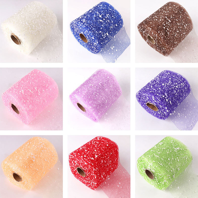 Buy 15CM wide snow dot mesh handmade DIY cartoon flower decoration packaging mesh wedding decoration with multiple colors online manufacture