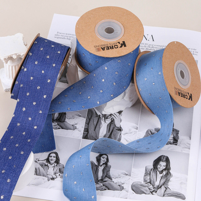 Buy Ironed gold and silver dots, denim webbing, hair accessories, handmade materials, gifts, flower packaging, shoes, flowers, grass hats, bows, ribbons online manufacture