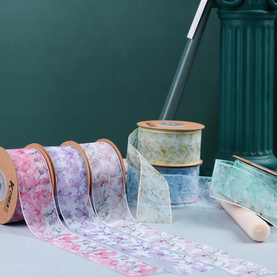 Buy Floral Snow Yarn Ribbon Hair Accessories Gift Flower Packaging Shoes Flower Grass Hat Bow Printed Chiffon Snow Yarn Ribbon online manufacture