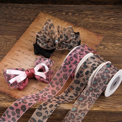 Good price Leopard print snow ribbon DIY handmade bow hair accessories woven ribbon straw hat shoelace making accessories gift box packaging ribbon online