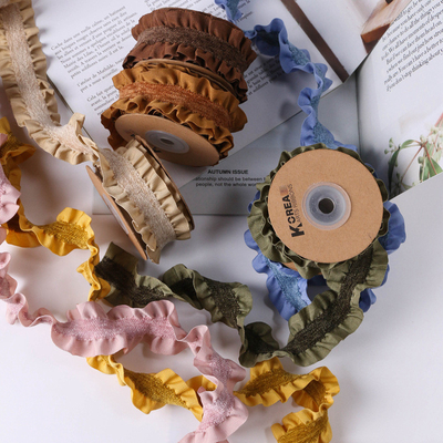 Good price Double sided wrinkled fungus edge plush elastic ribbon DIY bow hair accessories gift flower packaging home textile clothing online