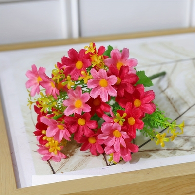 Good price Simulated flower, small daisy, jumping orchid, artificial fake flower, 28 heads, garden home decoration, silk flower, outdoor project, small wild chrysanthemum online