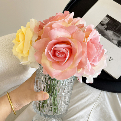 Good price European autumn style wet simulation flower rose flower photography living room fake flower vacation style bouquet home decoration flower online