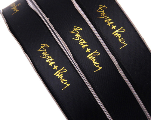 Buy 6-point black double-sided polyester ribbon with hot stamping printing ribbon gift box packaging with hot stamping printing ribbon online manufacture