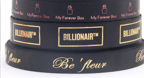 Buy Manufacturer's 2cm black gift ribbon with rose gold foil packaging, printed with letters and logo, flat foil foil foil online manufacture