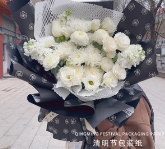 Buy Waterproof Camellia Flower Qingming Festival Forever Remembers Flower Packaging Paper online manufacture