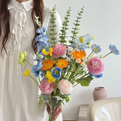 Good price Embroidered ball, rose, simulated flower, fake flower bouquet, living room decoration, graduation season photography, hand-held bouquet photography props online