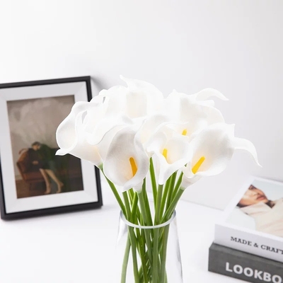 Good price High-end cream-style pu calla lily bouquet artificial flower home decoration living room dining table counter shopping mall table decoration online