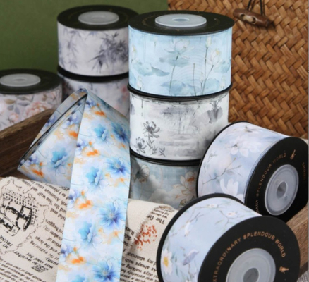 Good price National Style Gentleman Series Bird Song Flower Fragrance Flower Printing Ribbon DIY Bow Clothing Hair Accessories Packaging Ribbon online