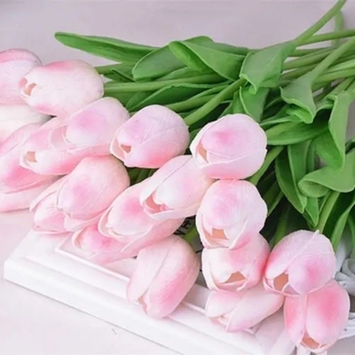 Good price In stock, we offer high-end tulip bouquets, PU artificial flower ornaments, tulip artificial flowers for home decoration, and silk flower imitations online