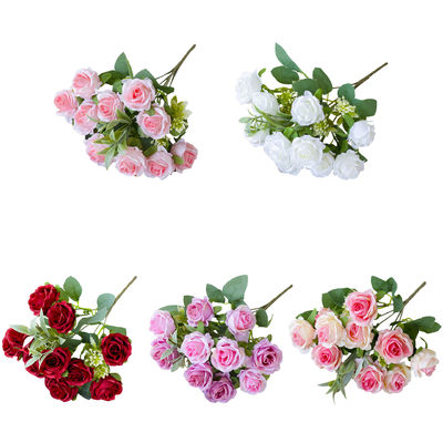 buy 10 small roses arranged for weddings, small flower bouquets, hotel home decor ornaments, silk flower simulation flowers, artificial fake flowers online manufacture