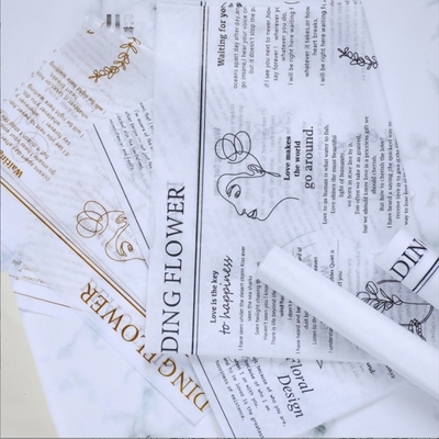 Good price Many Colors English Printed White Pear Paper Flower Bouquet Packaging Inner Lining Paper for 30-45 Days Shipping Time online