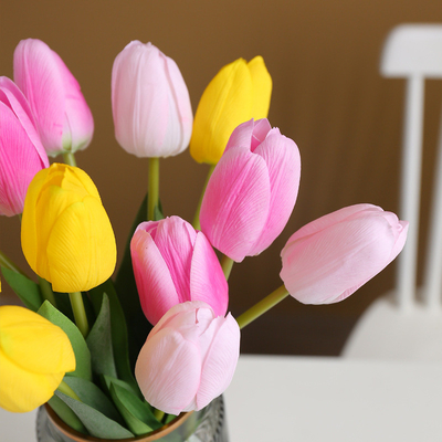 Good price Artificial flowers with a wet feel, high-end texture, tulip home decoration ornaments, photography props, Lafite tulip artificial flowers online