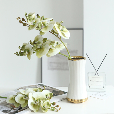 Good price A fresh and elegant 3D printed 7-head film Phalaenopsis artificial flower, light luxury home living room and dining table floral arrangement artificial flower online