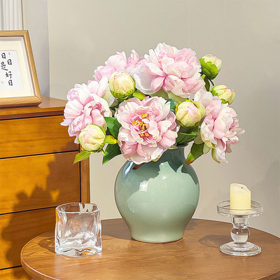 Good price High-end peony and peony artificial flowers, Chinese-style living room decorative flowers, dining table flower arrangement ornaments, peony artificial flower bouquets online