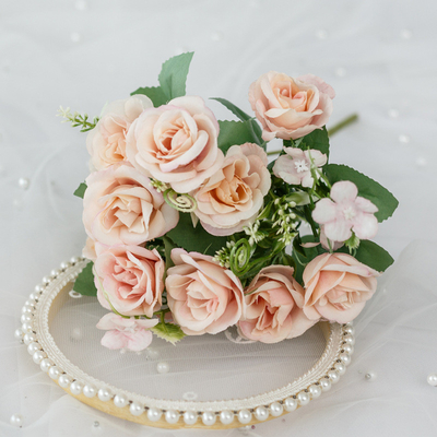 Good price 10 Nordic Spring Roses Simulated Flower Bouquet Plastic Fake Flowers Home Wedding Decoration Floral Arrangement Silk Flowers online
