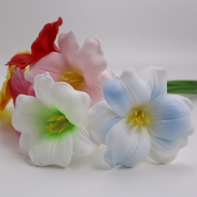 Good price Simulation opening leafless tulip PU touch Brownie artificial flower bouquet single flower European-style home decoration photography online
