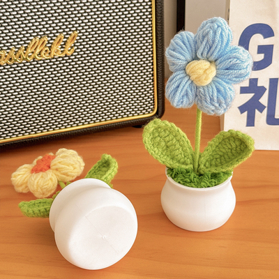 Good price Birthday gift for girls: puff pastry, small flower potted plant, desk decoration, hand-woven artificial wool, artificial flower online