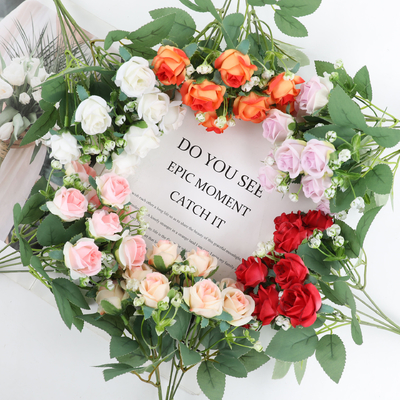 Good price Wedding simulation, small roses, simulated flowers, fake flowers, oversized wedding photography, flower bouquets, home desktop decoration props online