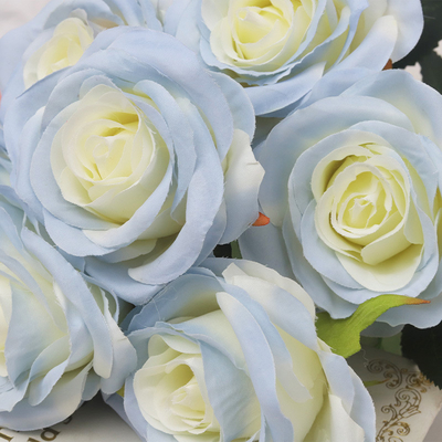 Good price Ice blue rose simulation flower vase, living room decoration, bouquet arrangement, rose simulation flower bouquet, high-end simulation flower online